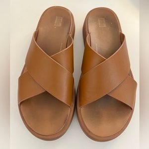Fitflop F-Mode Tan Platform Sandals, Size 9